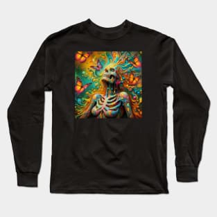 Psychedelic Skeleton Butterflies Long Sleeve T-Shirt